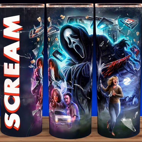 Glow in the Dark 90s Scream Ghostface Retro Horror Movie Cup Mug Tumbler - Picture 2 of 4